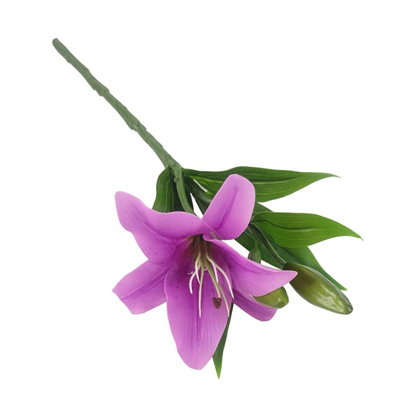 AntranStore 7 Pcs Artificial Lily Flowers Artificial Lilies Flowers for Home Wedding Bouquets Home Hotel Party Decor Graves Arrangement (Purple) - Image 2